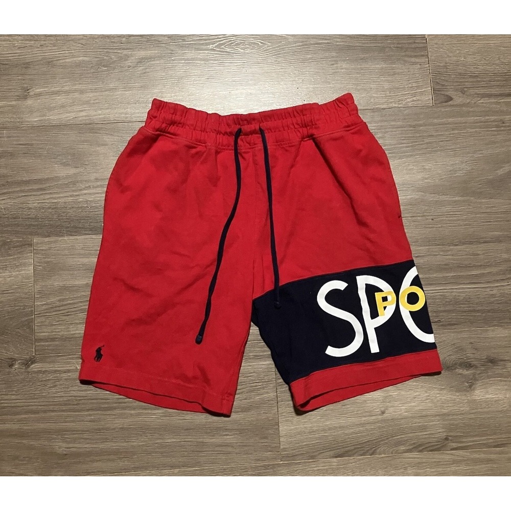 Polo Sport Ralph Lauren Sweat Shorts Men's Size Medium Red Blue Fleece Pony